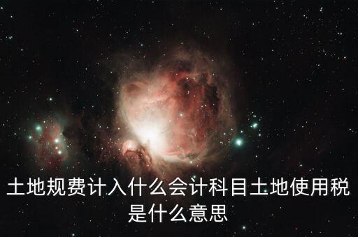 土地規費計入什么會計科目土地使用稅是什么意思