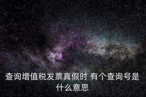 查詢增值稅發票真假時 有個查詢號是什么意思