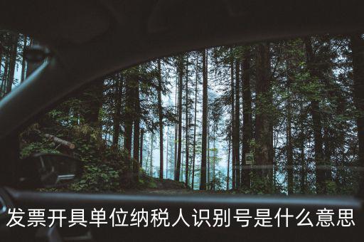 發票開具單位納稅人識別號是什么意思