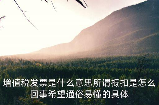 增值稅發票是什么意思所謂抵扣是怎么回事希望通俗易懂的具體