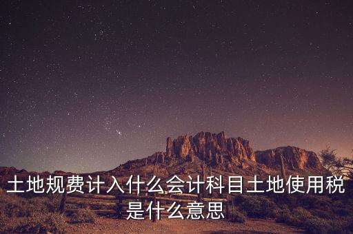 土地規費計入什么會計科目土地使用稅是什么意思