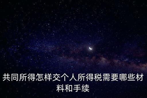 共同所得怎樣交個人所得稅需要哪些材料和手續