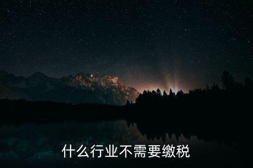 什么行業不需要繳稅