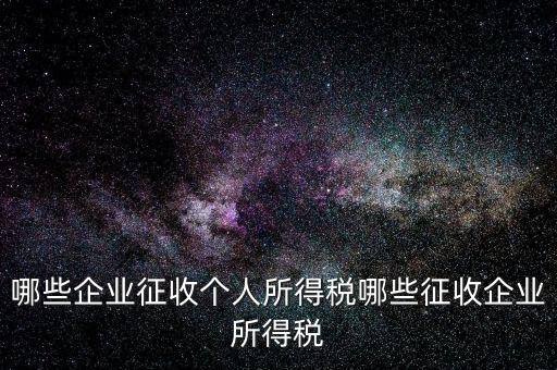 哪些企業征收個人所得稅哪些征收企業所得稅