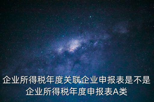 企業所得稅年度關聯企業申報表是不是企業所得稅年度申報表A類