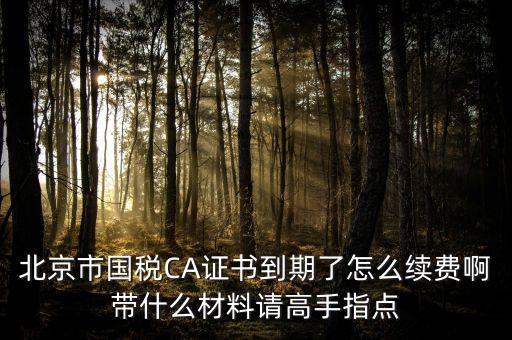 北京市國稅CA證書到期了怎么續費啊帶什么材料請高手指點