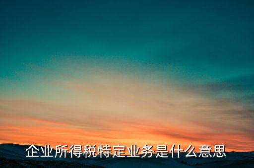 企業所得稅特定業務是什么意思