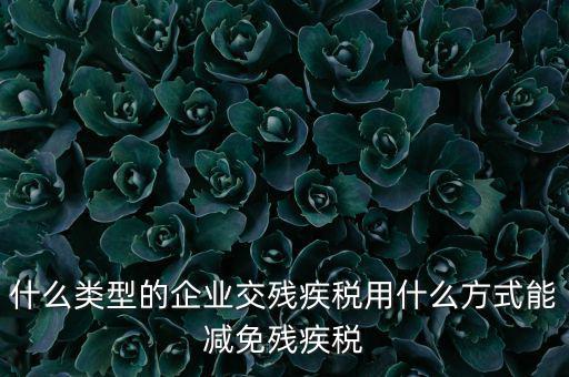 什么類型的企業交殘疾稅用什么方式能減免殘疾稅