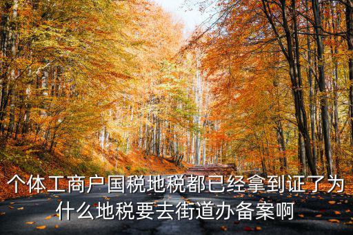 個體工商戶國稅地稅都已經拿到證了為什么地稅要去街道辦備案啊