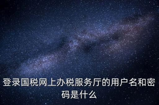 網上稅務大廳登錄賬號是什么，你好我想問你 一下 網上國稅的用戶名和密碼是什么