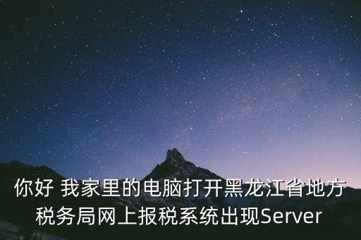 你好 我家里的電腦打開黑龍江省地方稅務局網上報稅系統出現Server