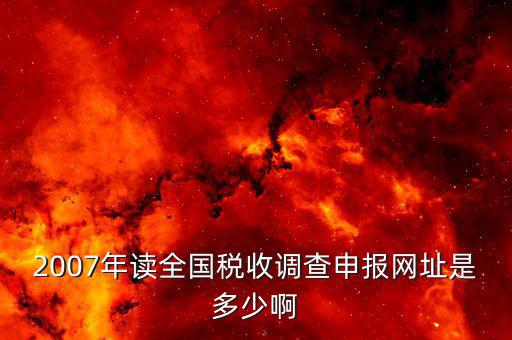 2007年讀全國稅收調查申報網址是多少啊