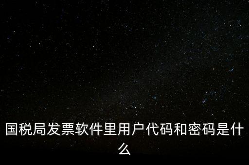 國稅局發票軟件里用戶代碼和密碼是什么