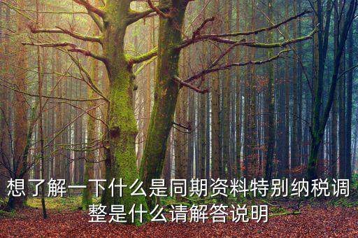 關聯申報同期資料是什么，想了解一下什么是同期資料特別納稅調整是什么請解答說明