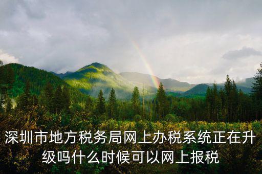 深圳市地方稅務局網上辦稅系統正在升級嗎什么時候可以網上報稅