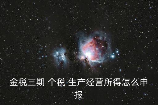 金三個稅如何申報，金稅三期 個稅 生產經營所得怎么申報