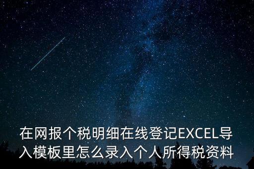 在網報個稅明細在線登記EXCEL導入模板里怎么錄入個人所得稅資料