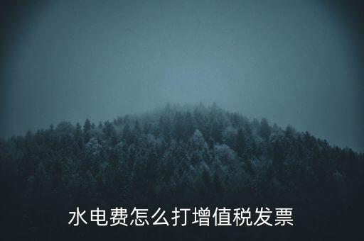 水電費怎么打增值稅發票