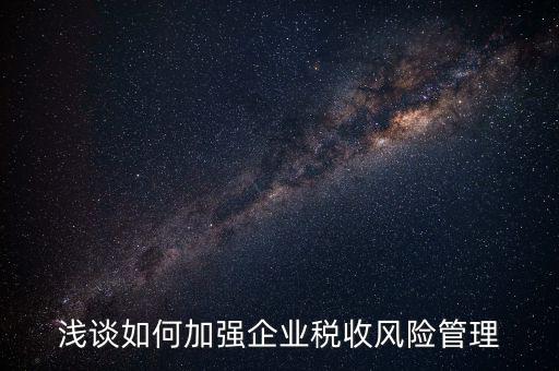 淺談如何加強企業稅收風險管理