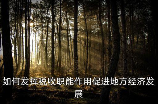 如何發揮稅收職能作用促進地方經濟發展