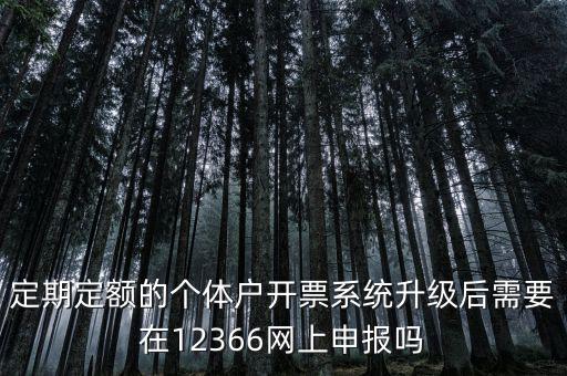 定期定額的個體戶開票系統升級后需要在12366網上申報嗎