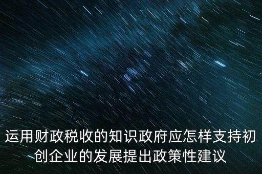 運用財政稅收的知識政府應怎樣支持初創企業的發展提出政策性建議