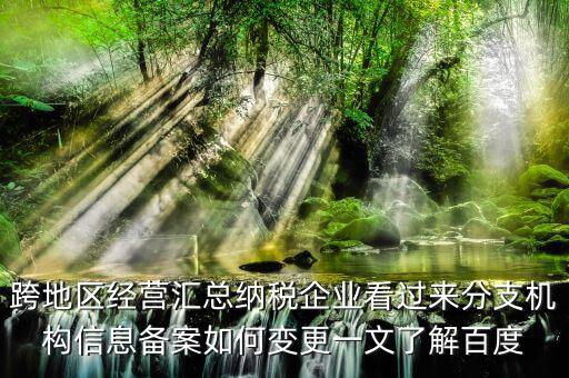 跨地區(qū)經(jīng)營匯總納稅企業(yè)看過來分支機構信息備案如何變更一文了解百度