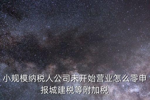 城建稅如何零申報，小規模納稅人公司未開始營業怎么零申報城建稅等附加稅