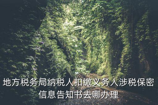 地方稅務局納稅人扣繳義務人涉稅保密信息告知書去哪辦理