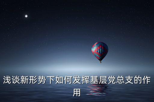 淺談新形勢下如何發揮基層黨總支的作用