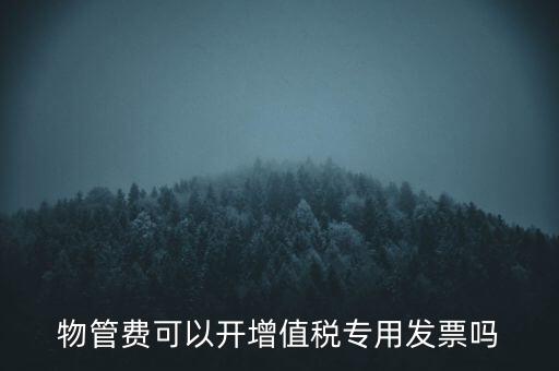 物管費可以開增值稅專用發票嗎