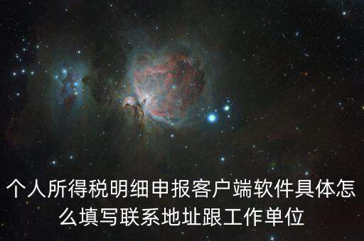 個人所得稅明細申報客戶端軟件具體怎么填寫聯系地址跟工作單位