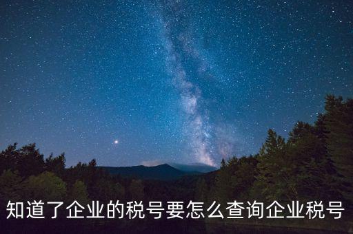 知道了企業的稅號要怎么查詢企業稅號