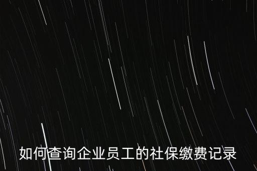 如何查詢企業員工的社保繳費記錄