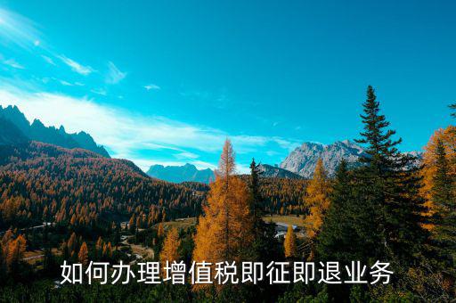 如何辦理增值稅即征即退業務
