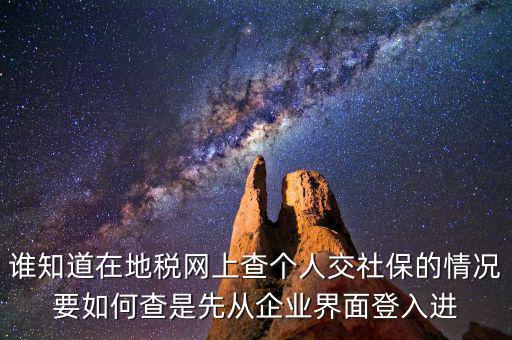 誰知道在地稅網上查個人交社保的情況要如何查是先從企業界面登入進