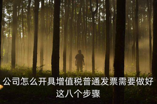 公司怎么開具增值稅普通發票需要做好這八個步驟
