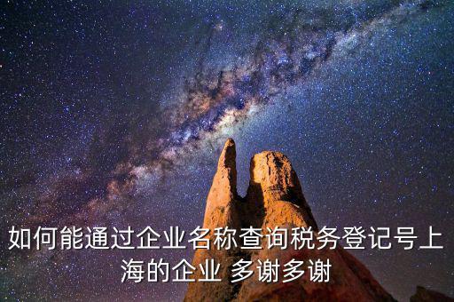 如何能通過企業名稱查詢稅務登記號上海的企業 多謝多謝
