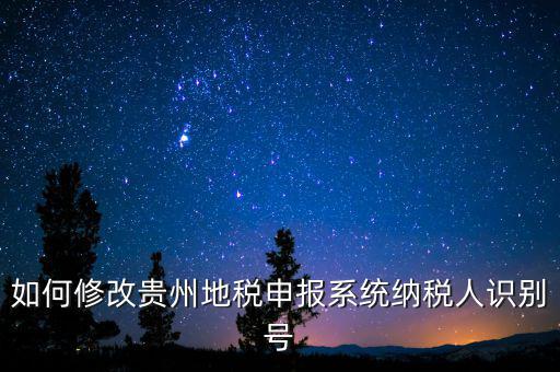 如何變更地稅納稅人信息，如何修改貴州地稅申報系統納稅人識別號