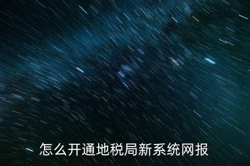 怎么開通地稅局新系統網報