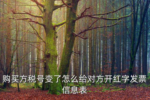 購買方稅號變了怎么給對方開紅字發票信息表