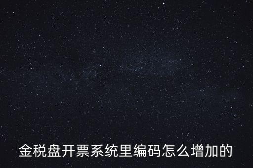 金稅盤開票系統里編碼怎么增加的