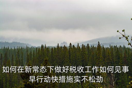 如何在新常態下做好稅收工作如何見事早行動快措施實不松勁