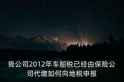 保險費車船稅如何申報，我公司2012年車船稅已經由保險公司代繳如何向地稅申報