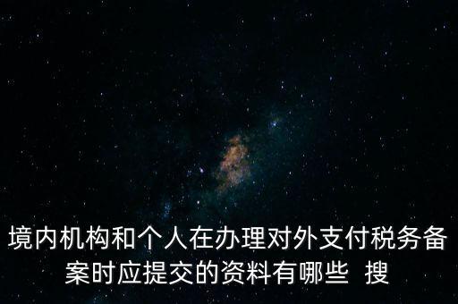 境內(nèi)機(jī)構(gòu)和個(gè)人在辦理對外支付稅務(wù)備案時(shí)應(yīng)提交的資料有哪些  搜