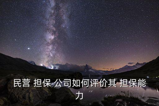 民營 擔(dān)保 公司如何評(píng)價(jià)其 擔(dān)保能力