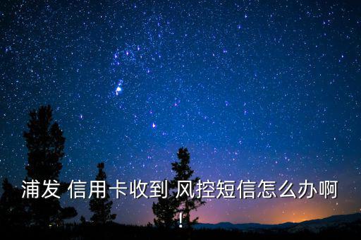 浦發 信用卡收到 風控短信怎么辦啊!