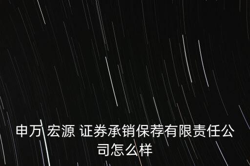 申萬(wàn) 宏源 證券承銷(xiāo)保薦有限責(zé)任公司怎么樣