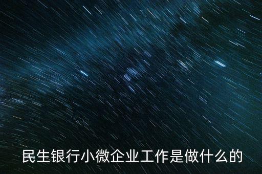  民生銀行小微企業工作是做什么的