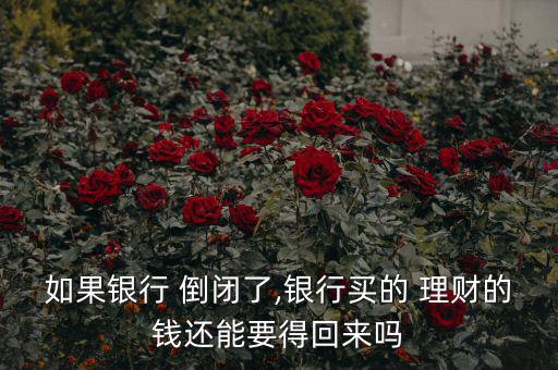 如果銀行 倒閉了,銀行買的 理財的錢還能要得回來嗎